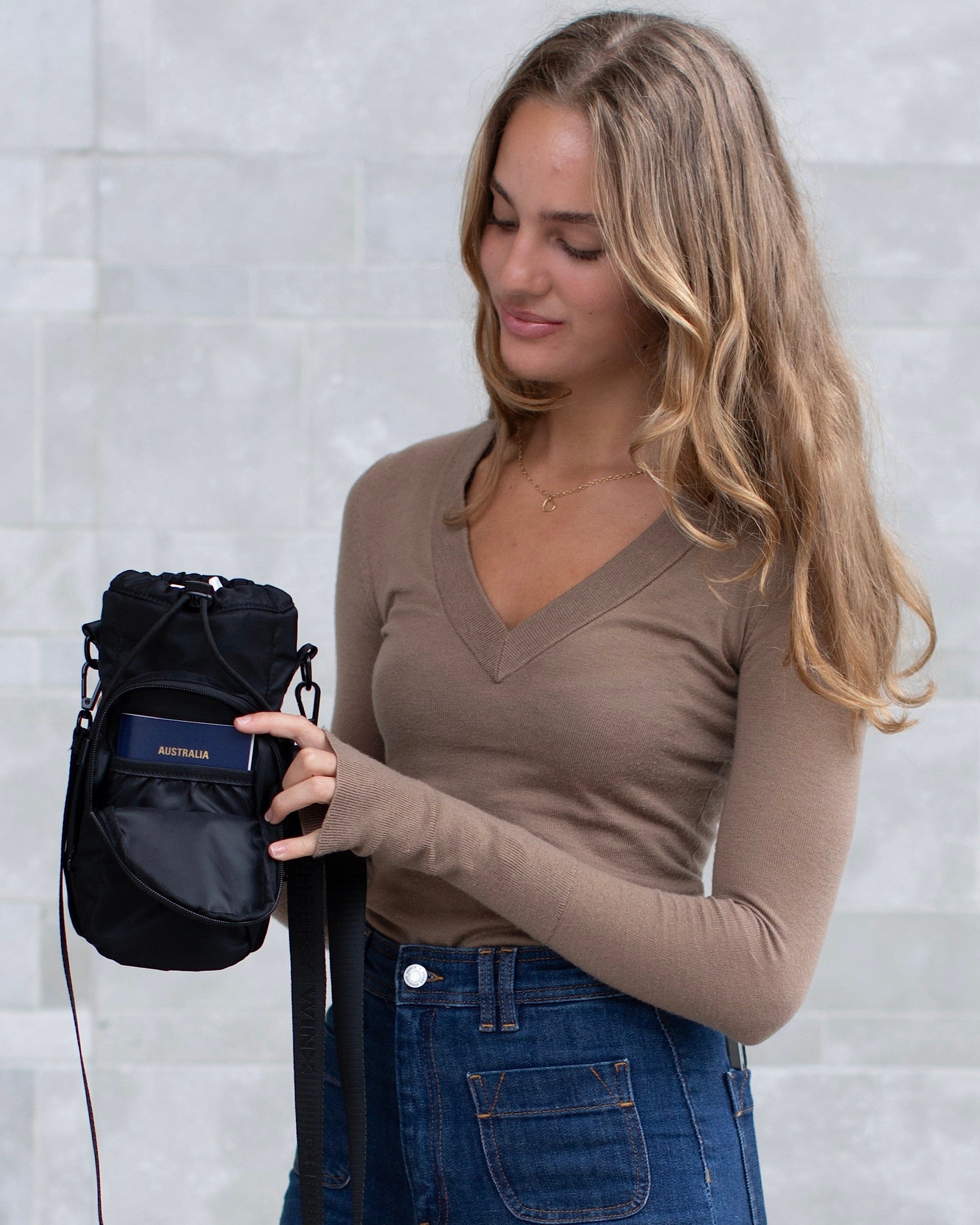 Black Water Bottle Bag-Cheeky Winx