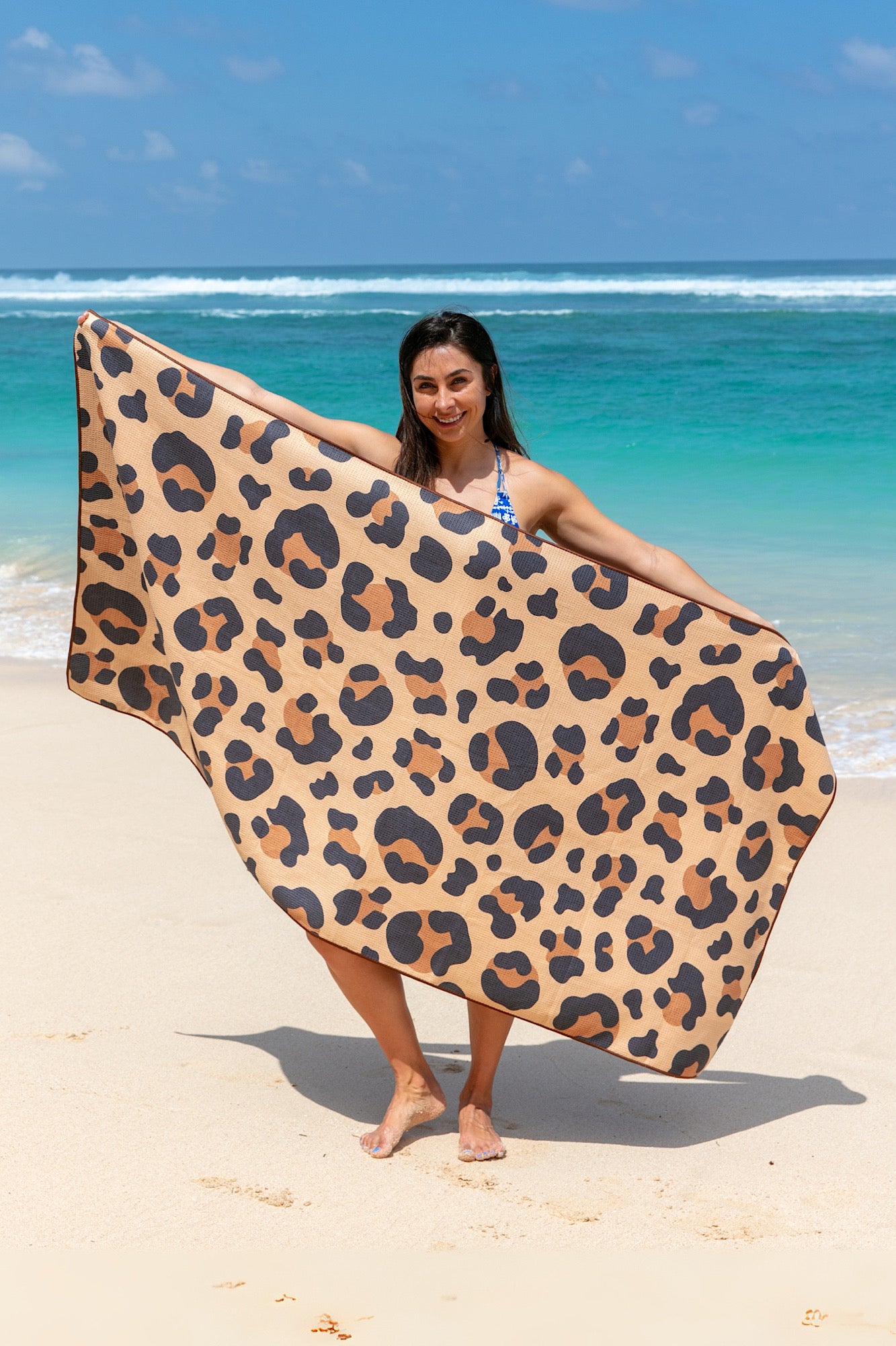 Brown Leopard Large Beach Towel-Cheeky Winx