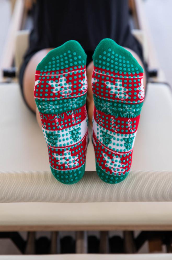 Green Christmas Grip Socks-Cheeky Winx