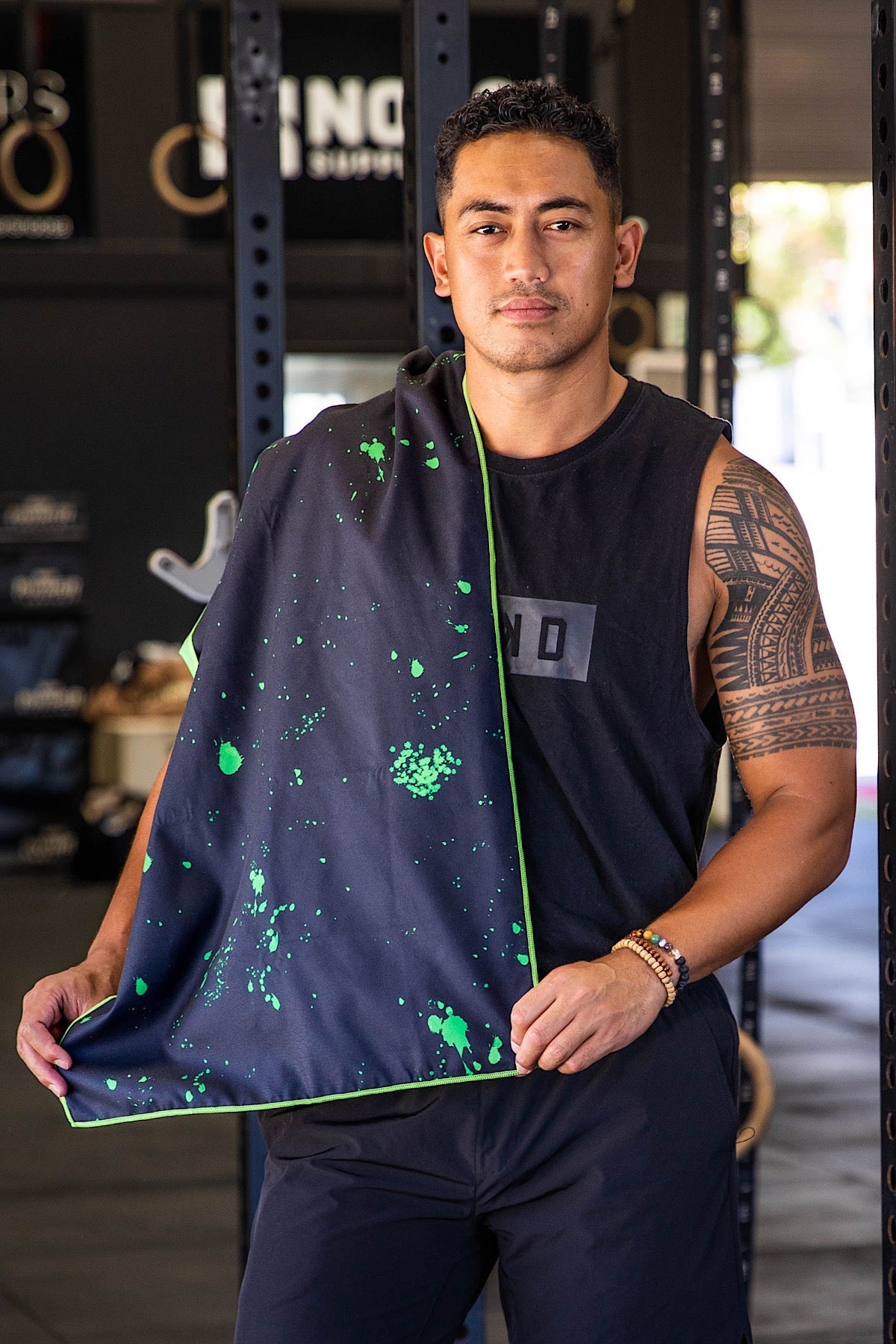Green Paint Splatter Gym Towel-Cheeky Winx
