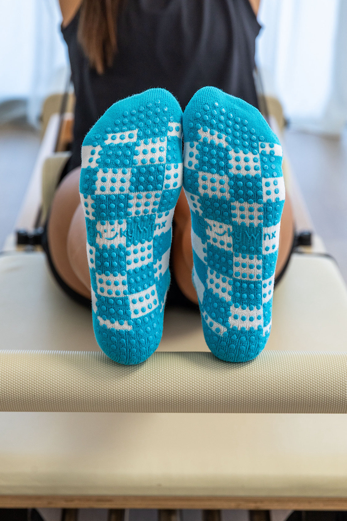 Blue Checker Grip Socks