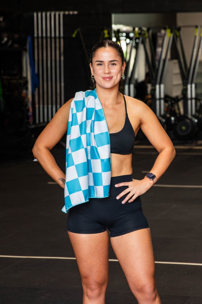 Blue Checkers Gym Towel - Cheeky Winx