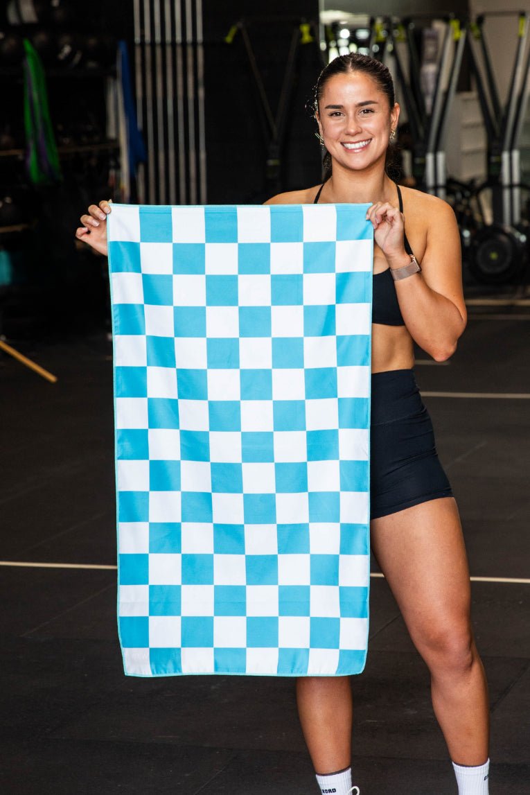 Blue Checkers Gym Towel - Cheeky Winx