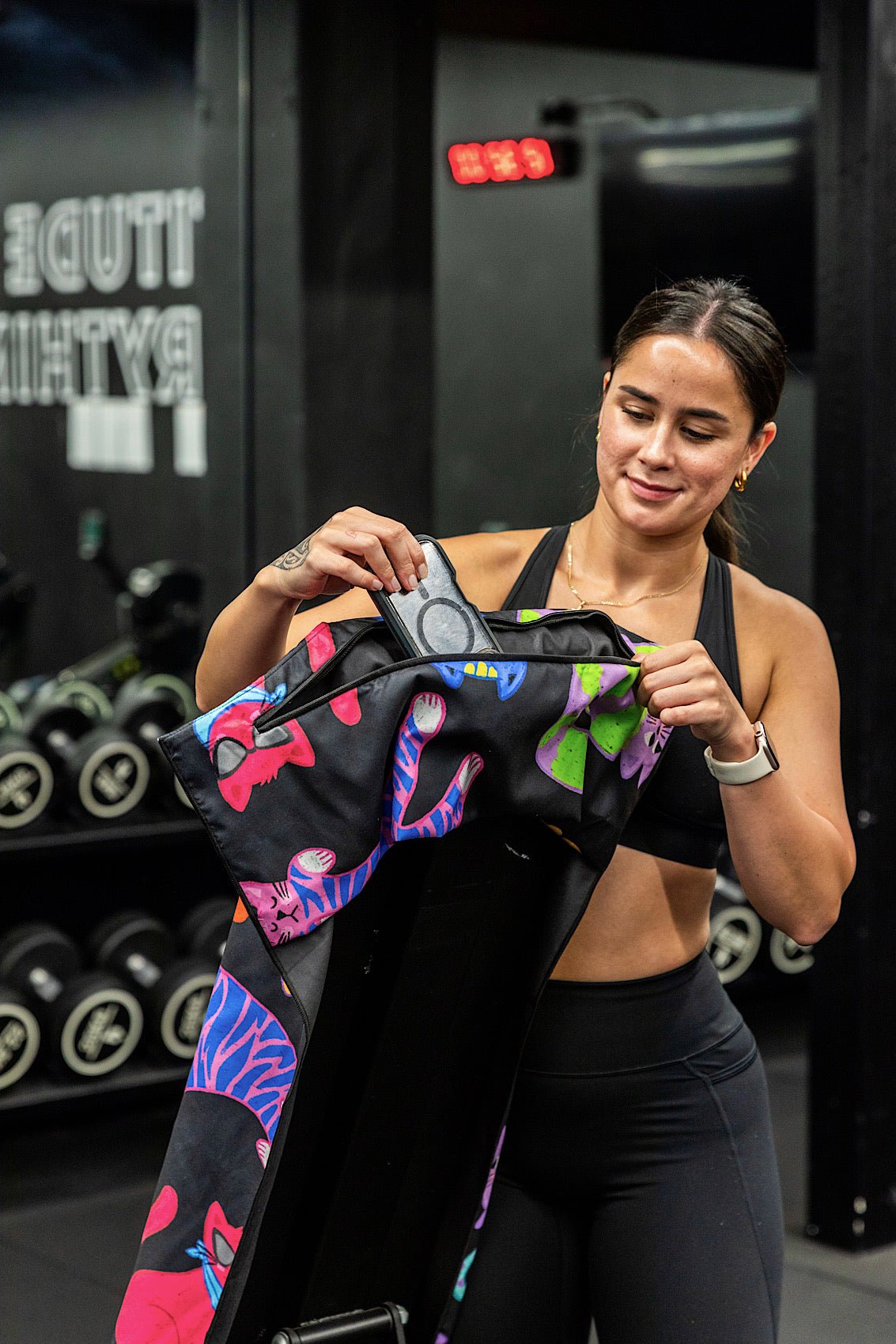Hooded Neon Cats X Teggun Gym Towel - Cheeky Winx