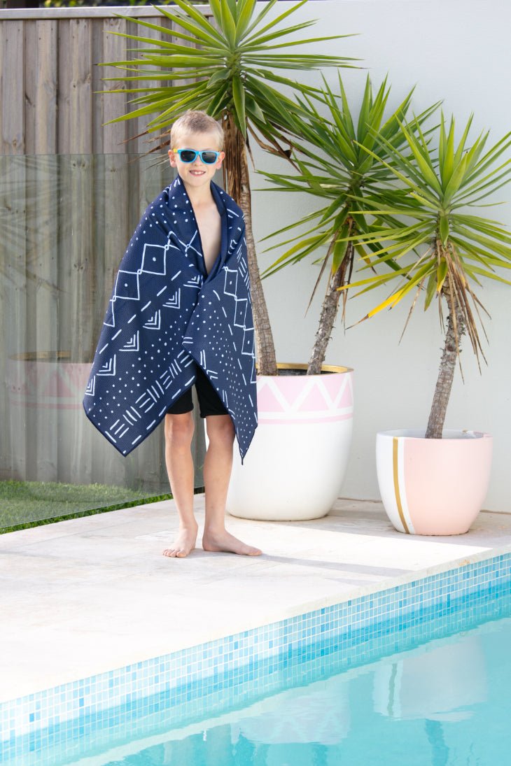 Kids Aztec Blue Beach Towel - Cheeky Winx
