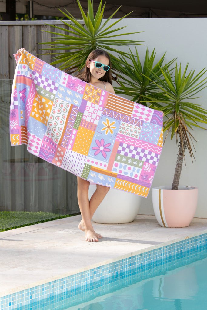 Kids Patchwork Beach Towel - Cheeky Winx
