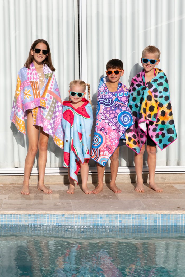 Kids Trio Cheetah x Inky Soda Beach Towel - Cheeky Winx