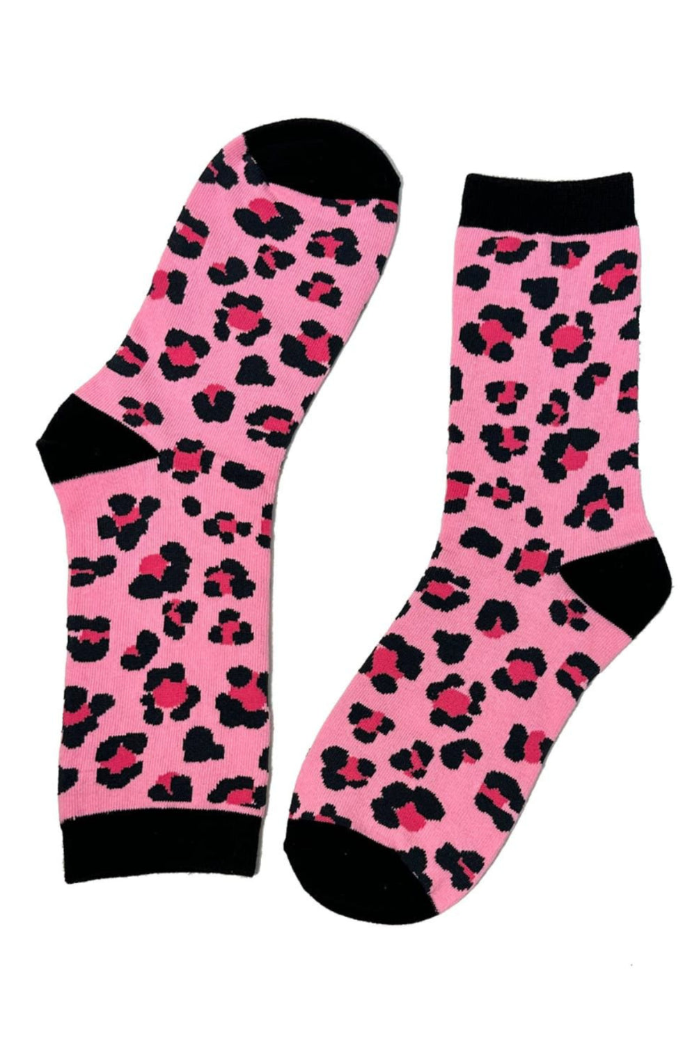 Pink Leopard Crew Socks
