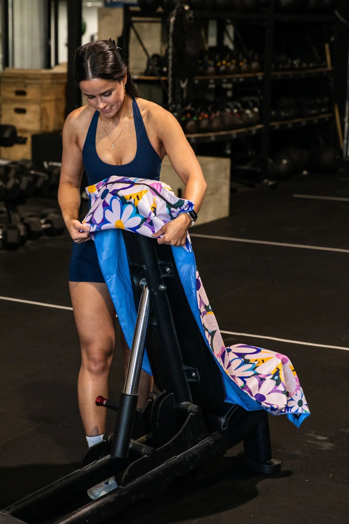Cheeky Winx Hooded Gym Towel With Zip Pocket Australia Best 140x60cm Deb McNaughton Garden Reef Blue Flower Design