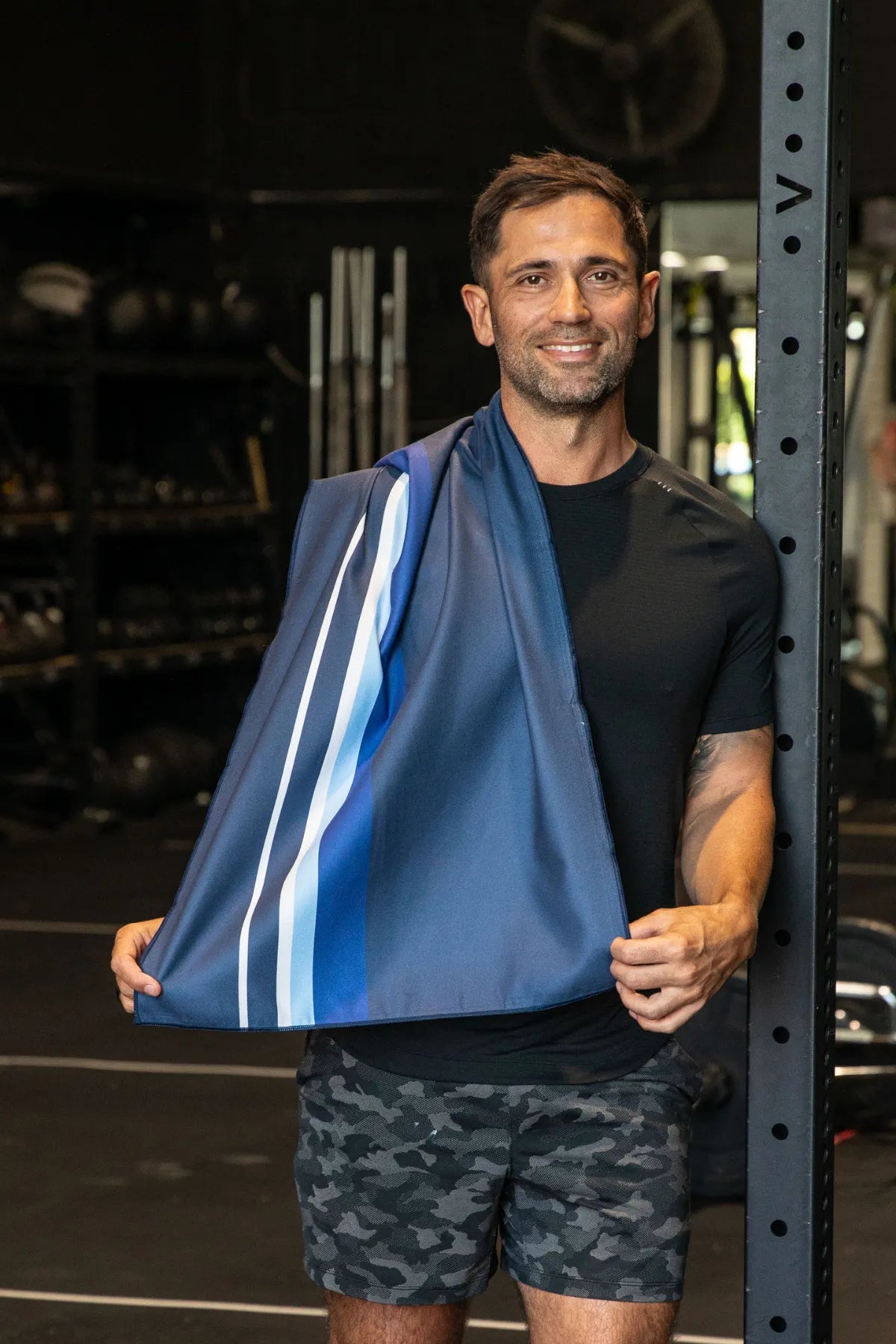 Striped Navy Gym Towel - PRE ORDER EARLY SEP