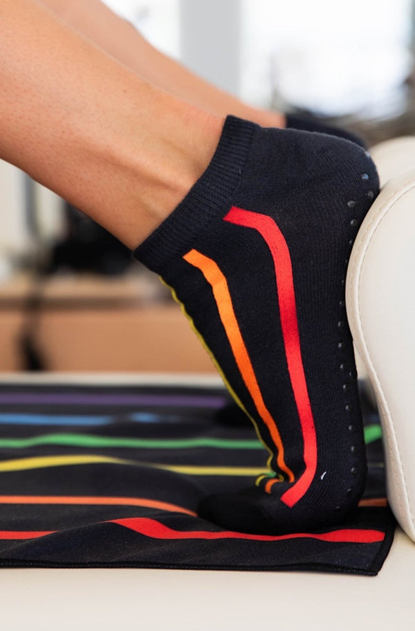 Striped Black Grip Socks | Perfect for Reformer & Yoga - Cheeky Winx
