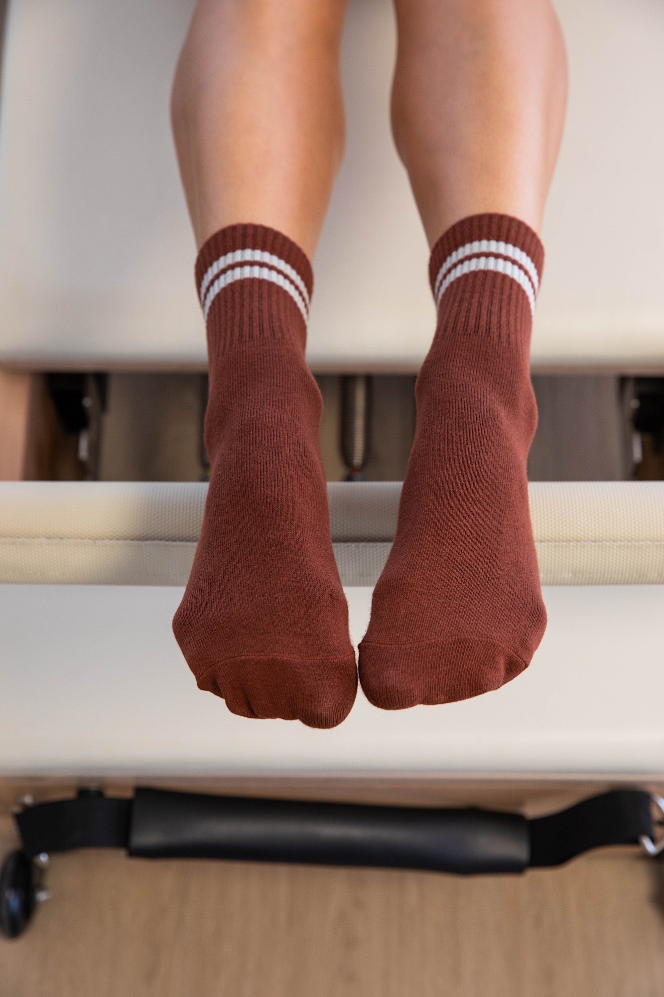 Brown Crew Grip Socks  Non-Slip Yoga & Pilates - Cheeky Winx
