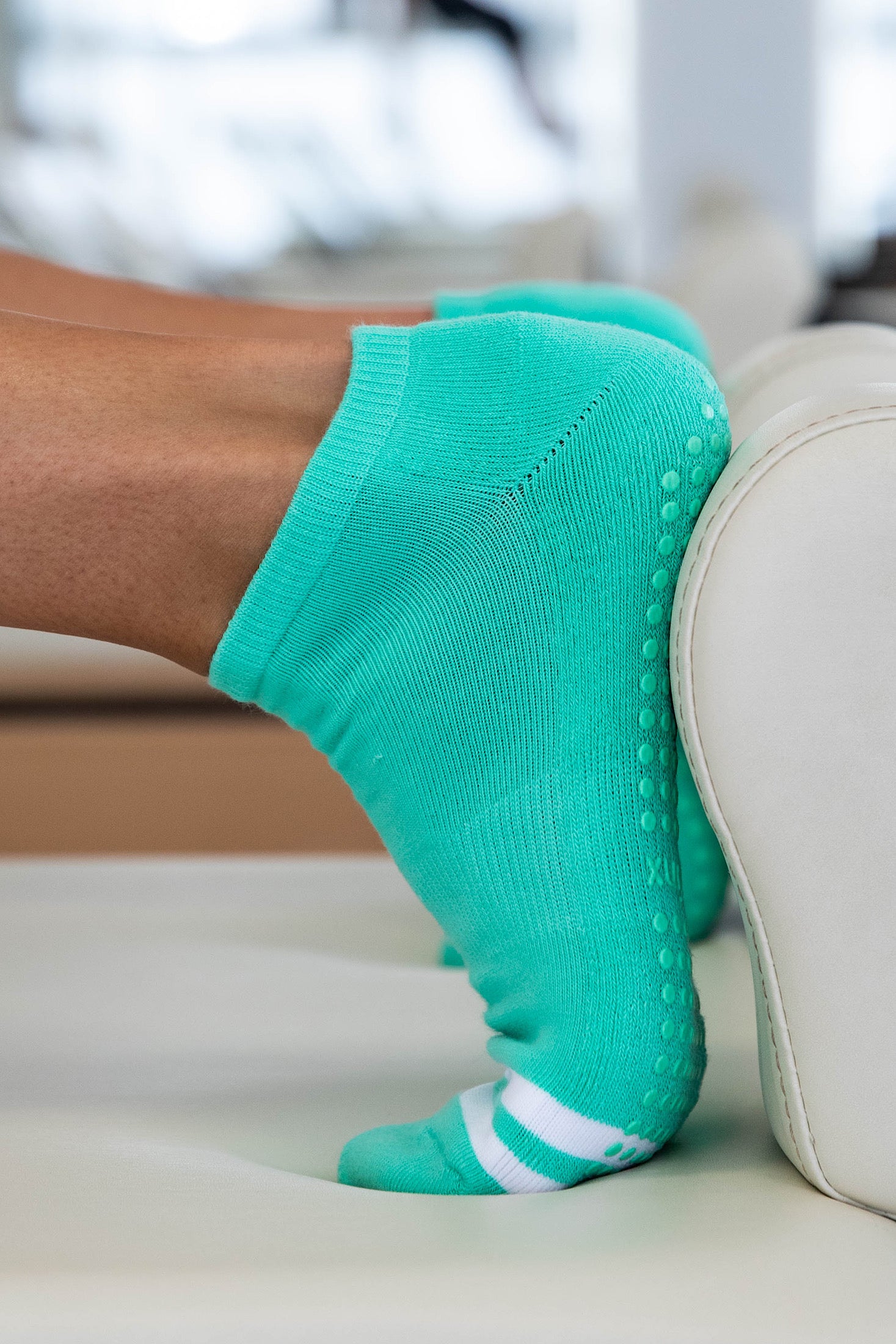 Green Ankle Grip Socks