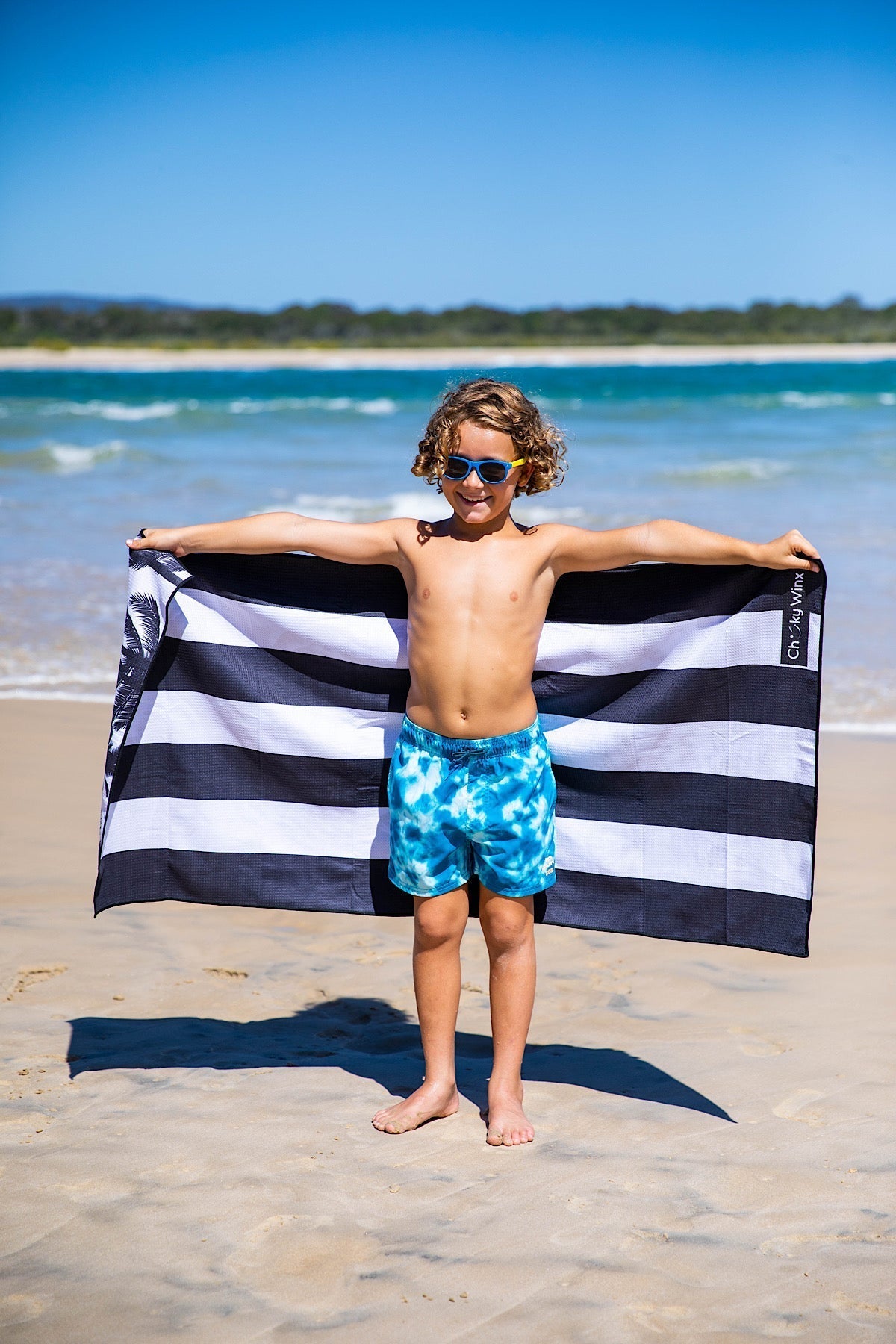Kids Black Palm Trees Beach Towel-Cheeky Winx