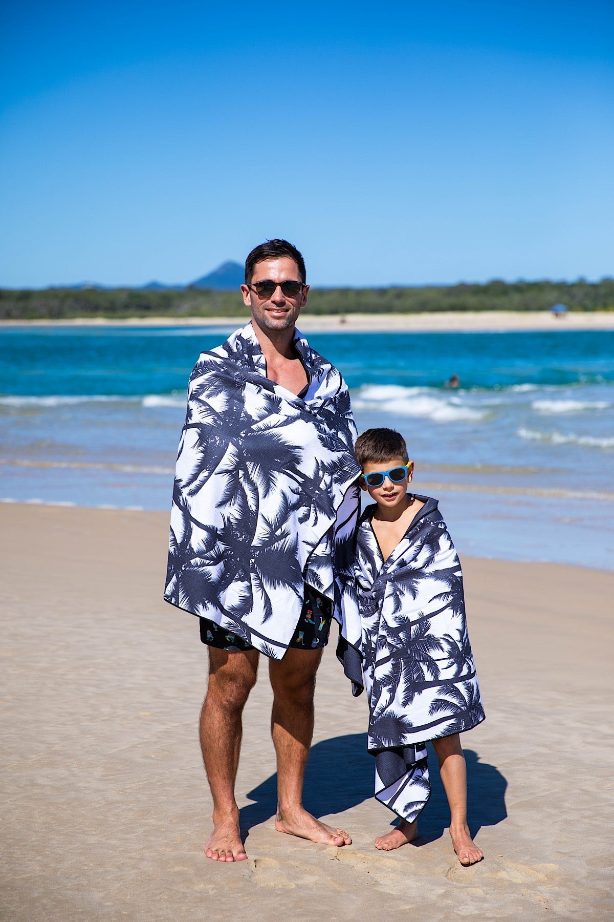 Kids Black Palm Trees Beach Towel-Cheeky Winx
