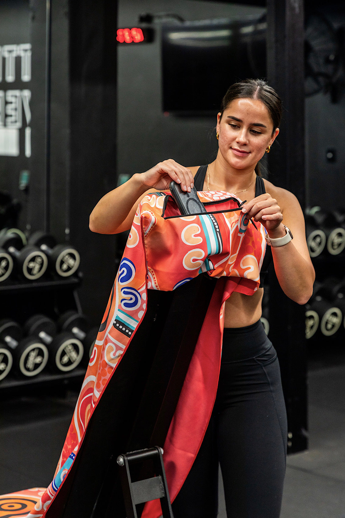 Orange Hooded Gym Towel With Zip Pocket - Cheeky Winx