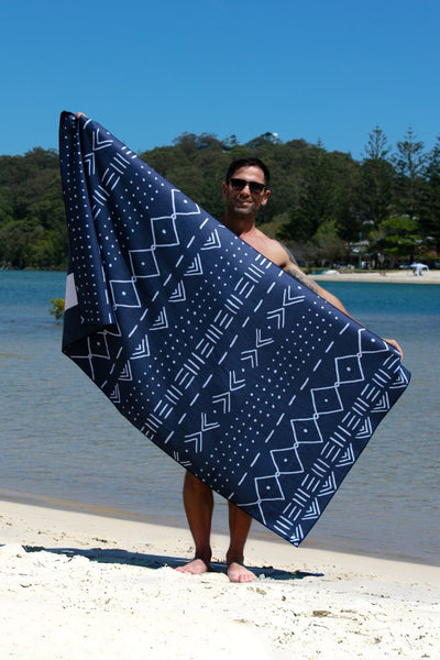 Aztec Blue Beach Towel | Quick Dry & Sand Free