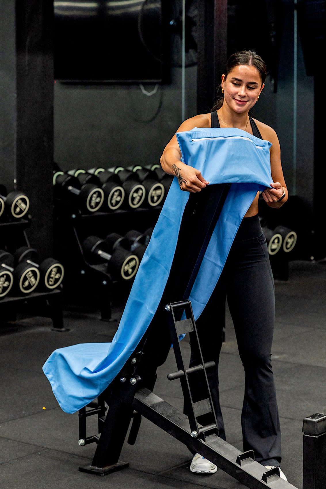 Hooded Basic Baby Blue Gym Towel - Cheeky Winx