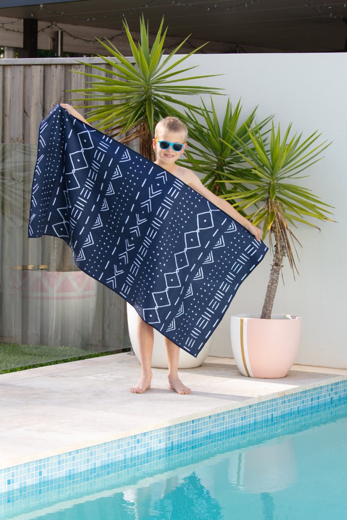 Kids Aztec Blue Beach Towel - Cheeky Winx
