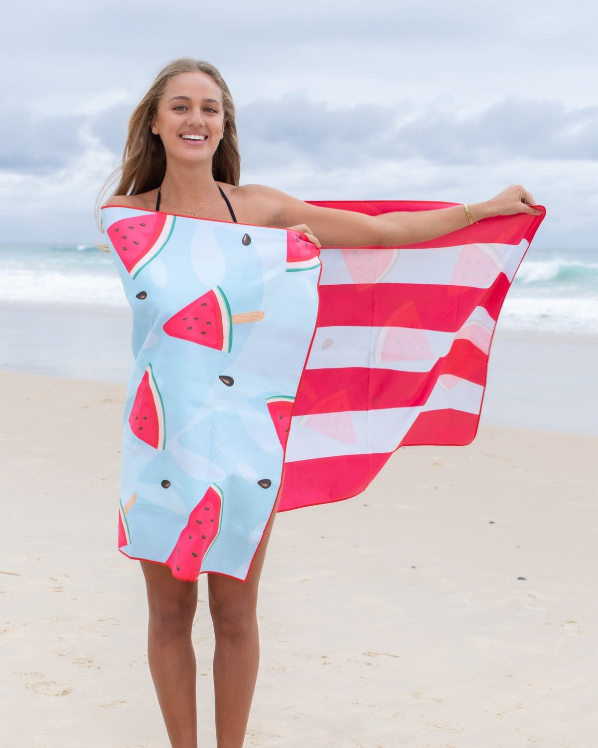 Watermelon lightweight travel towel 160x80cm 315g quick-dry by Cheeky Winx Australia